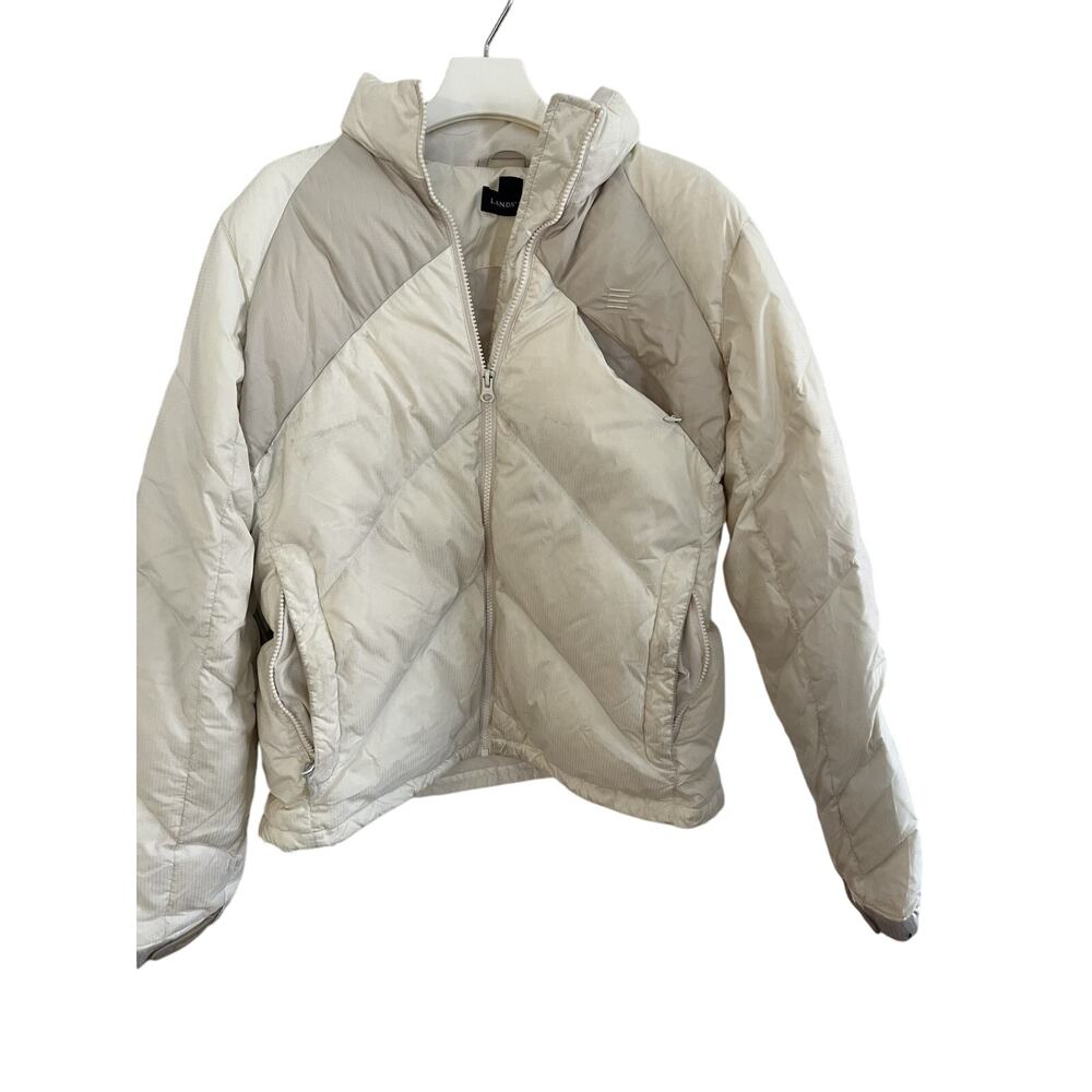 Lands End Girls Jacket Ski 10/12 Puffer Down White Cream Outdoors Athleisure